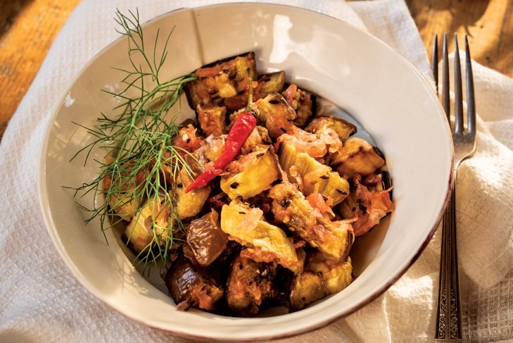 Indian Eggplant and Tomatoes with Fennel and Cumin