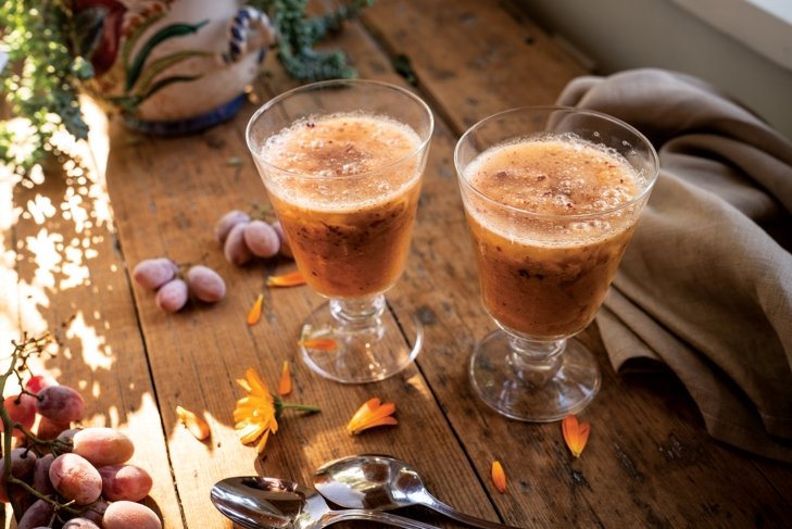 Cream Soda Parfait with Banana, Cantaloupe, and Vanilla Bean